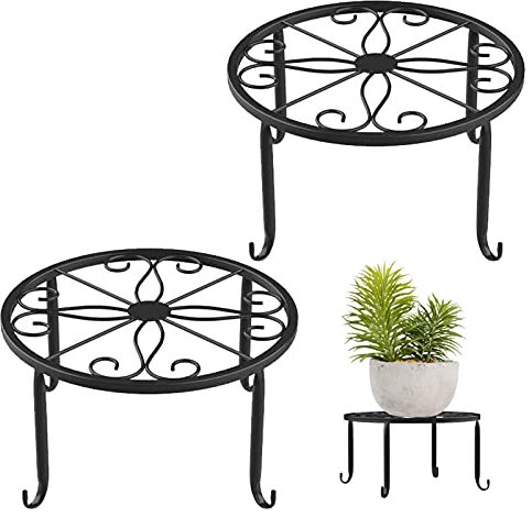 FCQLFYF Lot De 2 Support pour Plantes,Porte-Pots De Fleur en Fer Forgé,Support De Pot De Fleur en Fer Forgé,Décor pour Intérieur Extérieur Jardin Maison Balcon