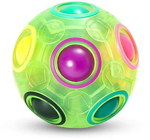 Vdealen Regenbogenball Magischer Puzzleball Zappelball Spiel Spaß Stressabbau Geschicklichkeitsspiele Pädagogische Spielzeug Denksport Ball Spielzeug Knobelspiel für Kinder Teens & Erwachsene