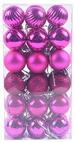 Christmas Balls Ornaments for Xmas Tree Decor, 36Pc 40mm Luxury Shatterproof Christmas Baubles Tree Decorations, Small Hanging Ball Baubles Craft Gifts for Wedding Party Decor (Hot Pink, 36PC/4CM)