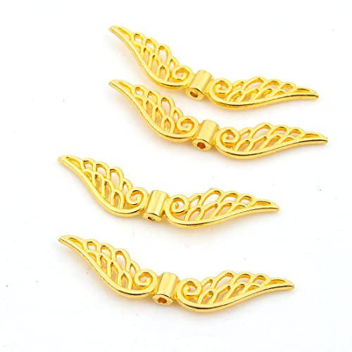 20 Stück Flügel Engel 52mm Metallperlen Gold Engelsflügel Perlen Metall Spacer Schmuckteile
