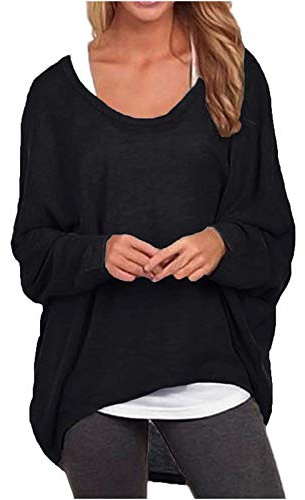 Longpullover Damen Longshirt Tunika Damen Lose Asymmetrisch Jumper Sweatshirt Pullover Bluse Oberteile Oversize Tops