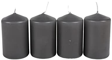 BURI Adventskranzkerzen grau 4er-Set Weihnachtskerze Stumpen Wachskerze 50x80mm