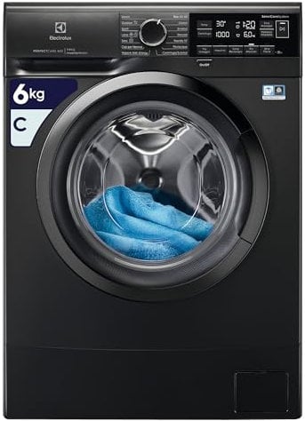 Electrolux EW6SBLACK Lavatrice Slim a Carica Frontale PerfectCare 600 con SensiCare System, 6 kg, Classe C, Argento Scuro [Classe di efficienza energetica C]