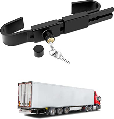 QWORK Shipping Container Lock, 9.8 to 17.3 Adjustable Semi-Trailer Box Door Lock, Heavy Duty Steel Cargo Door Lock, Warehouse Door Lock, Site Office Door Lock with 2 Keys and Cover Lid