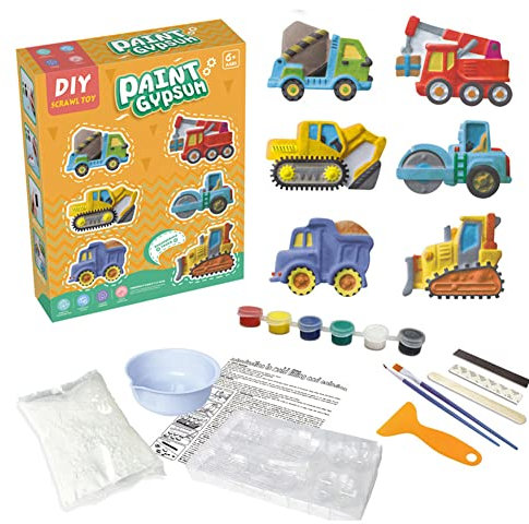 ISAKEN Dinosaurier Malset für Kinder, DIY Weltraumfiguren Malset 3D Technikfahrzeug Roboter Bunt Cupcake Gips Spielzeug Bemalen Basteln Bastelset für Kinder Jungen Mädchen Geschenke Geburtstag