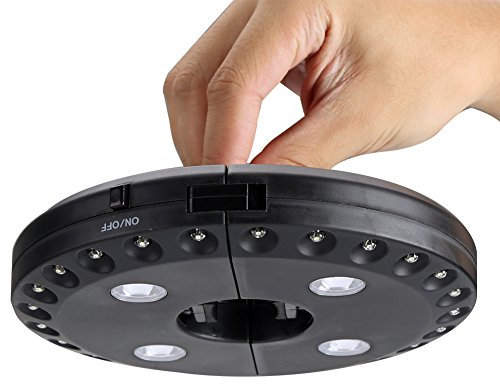 Akozon Lámpara LED para, Paraguas al aire libre Pole 28 Light Garden Yard Sombrilla Iluminación bajo Patio Lawn Camping Night Lamp (Negro) Luz Tienda inalámbrica al aire libre (batería no incluida)(ne