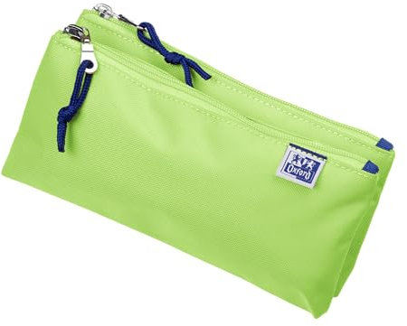 Oxford Federmäppchen für Mädchen und Jungen, Doppel-Fach, 2 Taschen, langlebig, hellgrün