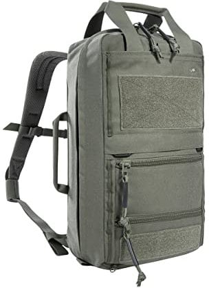 Tasmanian Tiger TT Survival Pack 16L Taktischer Flucht-Rucksack, Daypack, Wander-Rucksack mit Regen-Hülle und Organizer Pouches, Steingrau-Oliv IRR