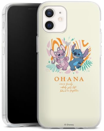 Silikon Hülle kompatibel mit Apple iPhone 12 Case transparent Handyhülle Lilo & Stitch Offizielles Lizenzprodukt Disney