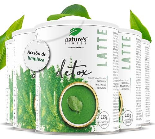 Nature’s Finest Detox Latte - con Cardo Mariano, Alcachofa y Clorella - Apoyo Natural para el Detox Hígado y Cuidado del Colon - Sin Lactosa, Vegano, 625 g