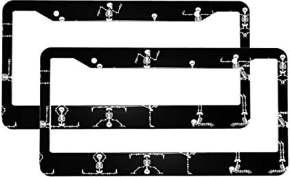 Totenkopf-Yoga-Kennzeichenrahmen, universal, rostfrei, wetterfest, Aluminium, 2 Stück