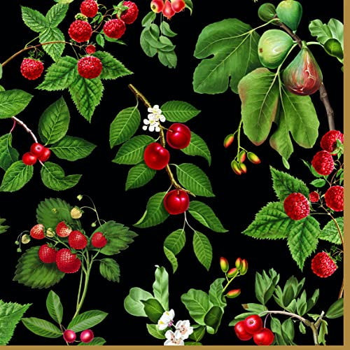 20 Servietten Rote Gartenfrüchte | Erdbeeren | Kirschen | Beeren | Obst | Früchte | Tischdeko | Decoupage | Serviettentechnik 33x33cm
