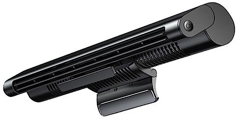 QCHIAN Computer Monitor Clip On Fan, Portable Desktop Ultra Quiet Screen Hanging Fan with 3 Speeds Touch Control, Compatible with Thickness Less Than 2cm Laptop Display, Black
