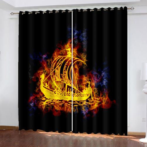 WIKINGER Vorhang mit ösen 2er Set B 234 X H 183 cm 3D Gardinen Blickdicht Kälteschutz Schallschutz Verdunkelung Wärmeisolierende Vorhänge für Wohnzimmer Schlafzimmer