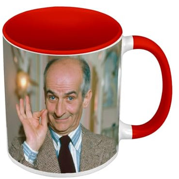 Mug de Couleur Qualité Premium Rouge - Louis De Funes Acteur Francais Comedie - Tasse avec anse et intérieur de couleur