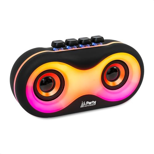 Party Light & Sound - PARTY-OWL - Enceinte portable lumineuse en forme de hibou sur batterie - Bluetooth, USB, MicroSD et AUX - Noir mat