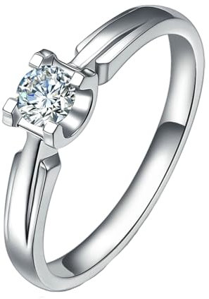 ANAZOZ Eheringe aus Platin 950, Moissanite Ringe 0.2 Karat und Moissanit Karat Verlobungsring Frauen größe 52 (16.6)