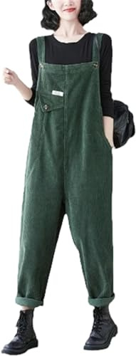 Lazutom Salopette da donna in velluto a coste autunno inverno salopette pantaloni tuta casual streetwear