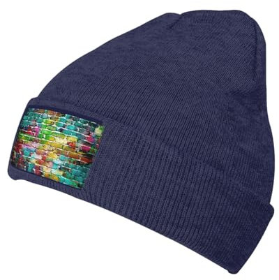DURAGS Strickmütze mit Graffiti-Ziegelsteinen, Unisex, modische Strickmütze für Erwachsene, lässige Mütze für Sport und Outdoor, Graffiti, bunte Ziegelsteine, Einheitsgröße, Bunte Graffiti-Steine,
