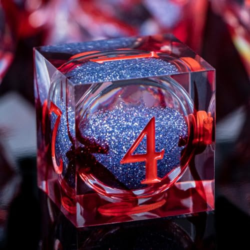 ARUOHHA Liquid Core DND Dice Set, Blood Sharp Edged Dragons Dice RPG Role Playing Games, Resin Blood Red Polyhedral Dungeons D and D Dice with Gift Box D20 D12 D10 D8 D6 D4