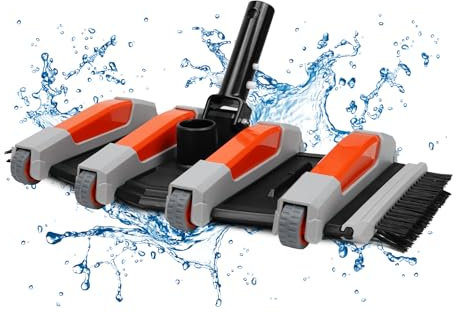 TidyMister Tête d'aspirateur de piscine robuste avec brosse latérale et roues pour revêtement en vinyle, têtes de nettoyage professionnelles pour piscine creusée et hors sol