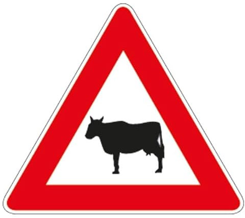 GLOBAL CARTELLO IN LAMIERA SCATOLATA TRIANGOLO lato 90cm - ANIMALI DOMESTICI VAGANTI - SEGNALE CATARIFRAGENTE CON CAVALLETTO (Solo cartello)