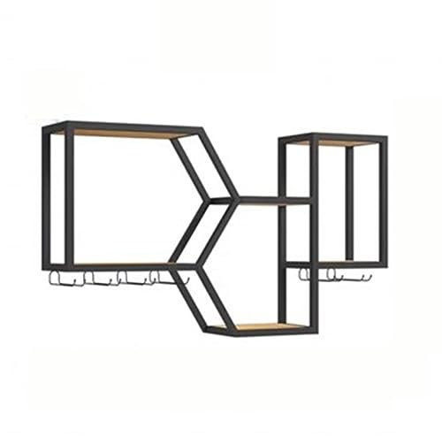 ELSKBRUN Wandmontiertes Weinregal, Metall-Bücherregal, Vitrine, platzsparendes und leicht zugängliches Weinlager, Weinregal, für Schlafzimmer, Wohnzimmer, Küche, Bar (schwarz 100 x 20 x 58 cm)