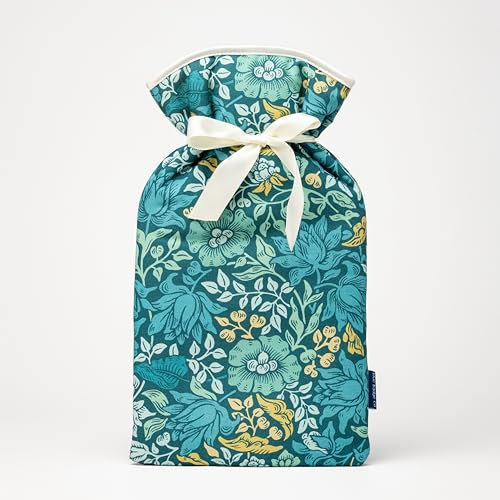 Large Hot Water Bottle in William Morris Mallow Teal