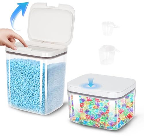 sunal Laundry Pods Storage Container for Organization, 2.8L+5.5L Large Capacity Laundry Powder Container with Airtight Lid for Detergent, Scent Booster Storage