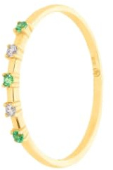 SuzanGold® Goldring Damen | Echtgold Green Stacking Ring 333 Echtgold mit grünen und klaren Zirkonia | Moderner Stapelring