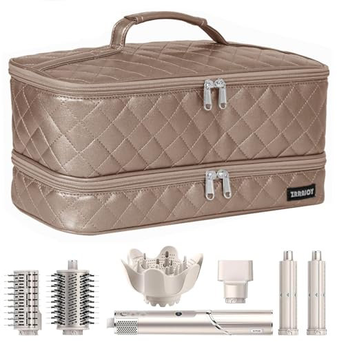 ZRRAJOY Doppellagige Aufbewahrungstasche für Shark Flexstyle, Reise-Tragetasche für Shark 430/440 Flexstyle, Organizer-Tasche für Shark Flexstyle/Dyson Airwrap Styler-Aufsätze, Bronze, Reiseetui
