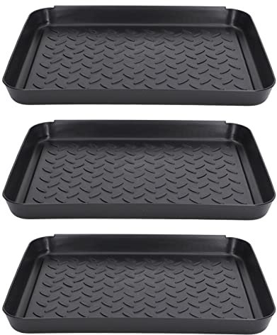 Tomotato 3 Pack Boot Tray, 13.8 x 10.8 inch Plastic Shoe Drying Tray Boot Mat Tray with Raised Edges for Entryway Indoor Outdoor