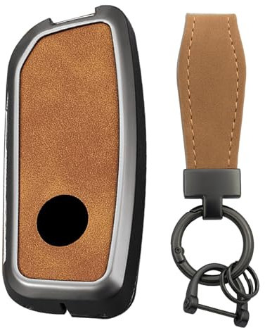 TECART Étui pour clé de voiture - Convient pour BMW X7 G07 X5 G05 X6 G06 X5 XM IX i4 i7 X4M G81 G60 3 5 7 - En cuir - Accessoire porte-clés - Marron B