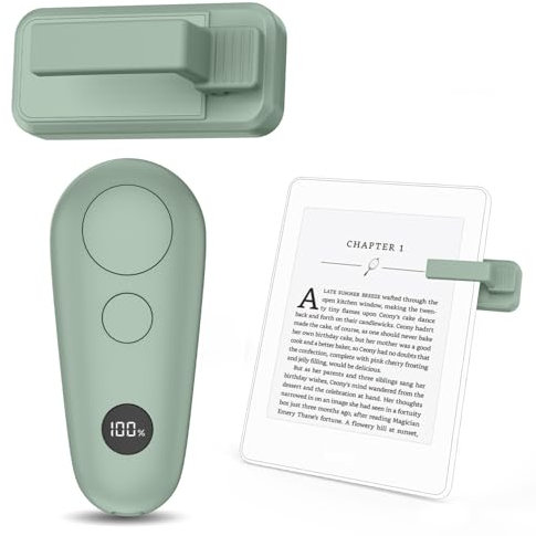 Télécommande Tourne Page pour Kindle Paperwhite Oasis Scribe eReaders, Page Turner Clicker pour iPad Tablettes Lecture de Romans, Téléphone Caméra Video Record Déclencheurs à Distance, Vert Matcha