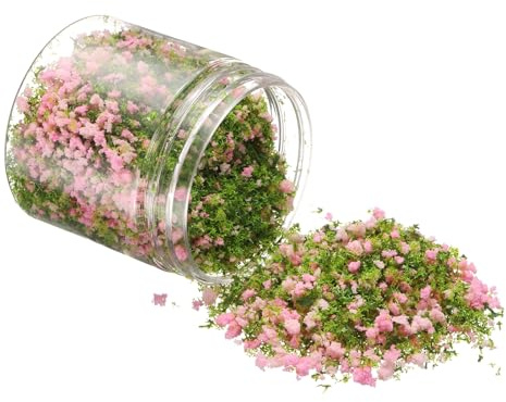 CoCud Model Flower Grass, 185ml Capacity, Fake Miniature Flower Grass Tree Plastic Sponge Pink - (Applications: DIY Dollhouse Fairy Garden Model Railway Landscape)