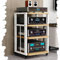 IMUNKT HiFi-Rack, AV-Medienständer Mit Rollen, 3/4/5-stufiger Audio-Video-Regal Verstärker Rack, Holz-Stereoschrank, Verstellbare Regale, CD-Player-Ständer Für Heimkino/Büro(White+Walnut,4 Tier)