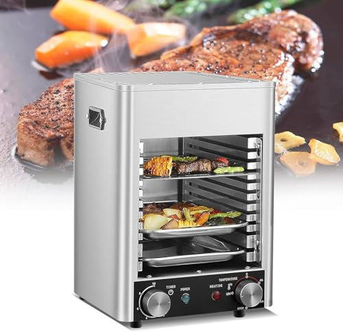Griglia Elettrica per Bistecche, Grill Elettrico a Infrarossi Senza Fumo Da 1700 W, Dotata Di Vassoio E Griglia per Griglia, Cuoci-Bistecche Commerciale Da 800 ℃/1472 ℉ per Bistecche, Pollo,1Rack