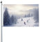 90 x 152 cm große Flagge, doppelseitig, für den Innen- und Außenbereich, für den Winter, Skifahren, Willkommensbanner für Garten, Haus, Urlaub, Heimdekoration, Gartenflagge