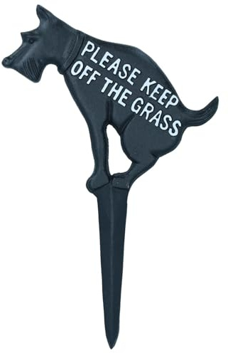 Keep Dog Off The Grass Warning Sign Plaque Stake Cast Iron Garden Lawn 1PK