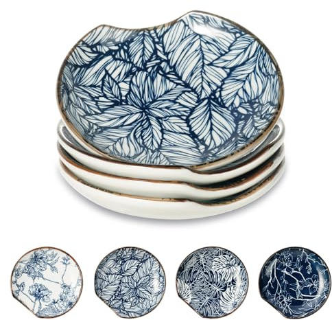 KAMJUNTAR Spoon Rest Ceramic Spoon Holder for Stove Top 4 Pcs 4.8 Inches Kitchen Spoon Rest Cooking Heat Resistant Utensil Rest for Countertop, Dishwasher Safe