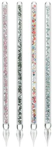 Baluue Glasfederhalter-Set 4 Stück 7.28 Zoll Langer Durchsichtiger Glasstift Mit Spiralspitze Für Kalligraphie Zeichnung Malerei Und Unterschriften