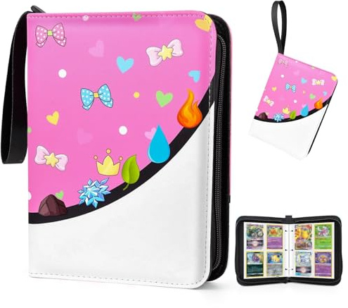SIMDAO Sammelalbum mit 4 Fächern, 400 Fächern, Sammlung von Sammelkartenspielen, Sammelkartenhalter mit 50 Hüllen, Sammelkartenordner für Kinder und Mädchen