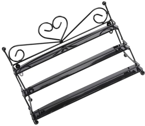 PACKOVE Vintage Iron Wall-Mounted Nail Polish Display Rack, Black Nail Polish Stand and Lipstick Organizer for Cosmetic Storage and Makeup Room Shelves