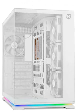 NOX Xtreme Products Hummer Galaxy - PC-Gehäuse, Frameless Tempered Glass, 4X 120mm PWM Lüfter, Platz für 10 Lüfter, USB-C und USB 3.0, ARGB Hub Controller, ATX/M-ATX/ITX, Weiß