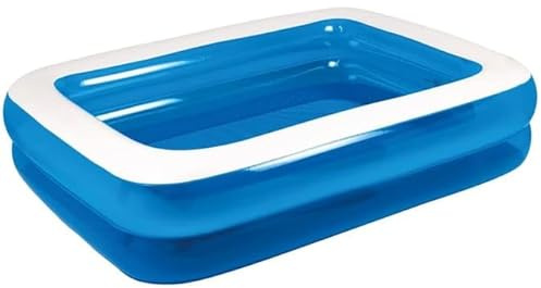 Large Rectangular Inflatable Family Paddling Pool 262 x 175 x 50cm – Outdoor Garden Swimming Pool for Kids & Adults – Quick Fill 30 Minutes – Durable Thick PVC Blow Up Pool for Summer Fun