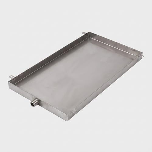 Klimaanlage Auffangwanne für 1-2P Außengeräte, Edelstahl 304 Tropfschale mit Ablaufschlauch, Kondensatwanne für Split-Klimageräte & Wärmepumpen(50x30cm)