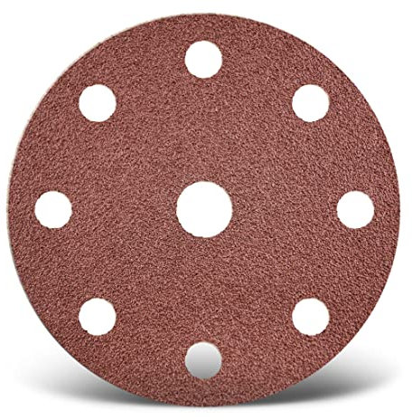 MENZER Red Disques abrasifs auto-agrippants, 150 mm, 9 trous, p. Ponceuses excentriques, Corindon normal (Lot de 50) G40