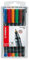 STABILO OHPen Universal Folienstift, Permanentmarker, 6er-Pack, Rundspitze, Farben: Schwarz, Blau, Braun, Grün, Rot, aus Polypropylen, feine Strichstärke, Durchmesser: 0,7 mm