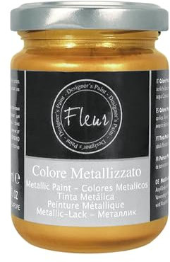 Fleur Paint 12503 - Pintura mineral metalizada (base agua, 130 ml) color lingotto