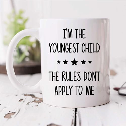 60 Second Makeover Limited I'm The Youngest The Rules Don't Apply to Me Mug Sibling Rivalry Birthday Gift Christmas Novelty Humour Funny Brothers S